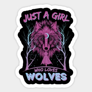 Just A Girl Who Loves Wolves Dark Forest Sticker